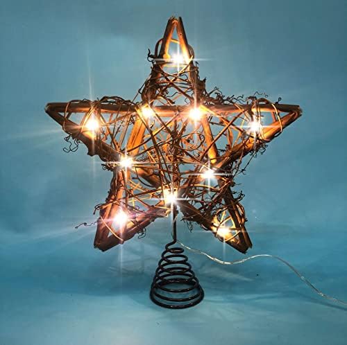 עץ חג המולד של לוהו כוכב כוכב כפרי ראטאן כוכב טבעי TEETOP 10 אינץ