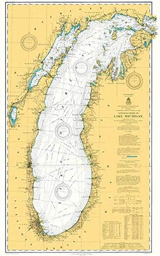 אגם מישיגן-1909-תרשים ימי מפת פוסטר