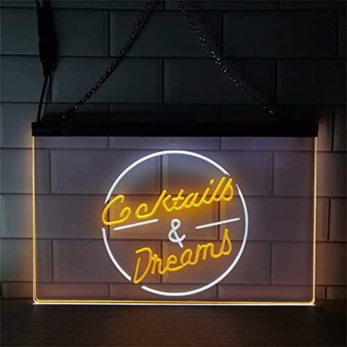 קוקטיילים DVTEL חלום שלט ניאון לדוגמנות LED דוגמנות אור אותיות זוהרות שלט לוח אקרילי ניאון אור דקורטיבי, 40X30 סמ מסעדה בר קפה בר קפה