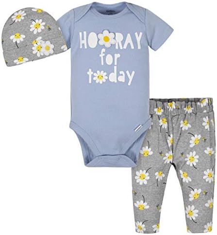 גרבר יוניסקס-תינוק יילוד 3 חתיכה בגד גוף כובע ומכנסיים סט, ברווז, 6-9 חודשים