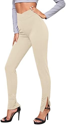 קרוסאובר לנשים מוצא -מותניים גבוהות מכנסי יוגה מפוצלים מכנסי אימון מפוצלים מכנסי עבודה מכנסיים מכנסיים מכנסיים