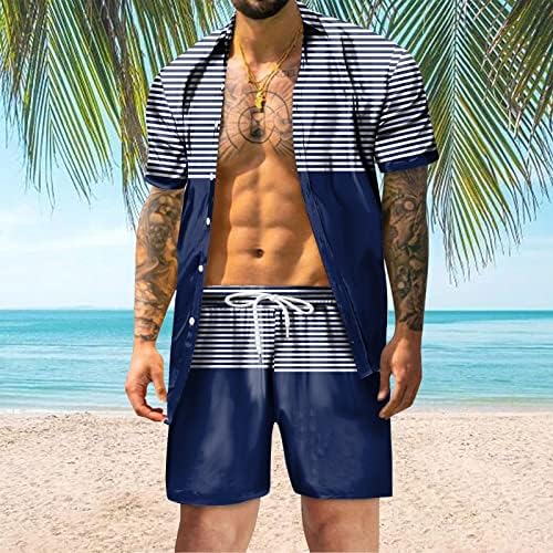 תלבושות אימוניות 2 חלקים לגברים חולצה הוואי אופנתית של גברים ומערכות קצרות של בגדי ספורט פרחוני ספורט ספורט.