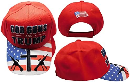אלוהים רובים טראמפ ארהב דגל ביל רובים צלב אדום פוליאסטר מתכוונן רקום בייסבול כדור כובע כובע