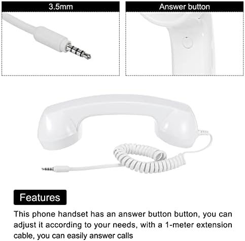 Meccanixity 3.5 ממ רטרו טלפון מכשיר טלפון מקלט טלפון לרמקול מיקרופון חלק לבן