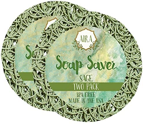 שומר סבון AIRA - כלי סבון ומחזיק סבון אביזר - BPA מחזיק סבון מקלחת ואמבטיה חינם - מנקז מים, מחזור אוויר, מרחיב את חיי הסבון - מתאים לכל ערכות הכלים של סבון - מרווה עגולה - 2 אריזה