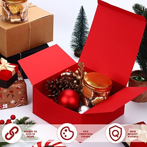 Spiareal 12 חתיכות קופסאות מתנה מכסים 8 x 4 אינץ 'חוטי עטיפת חג המולד של קראפט לחג המולד לחתונה יום הולדת יום הולדת טובה למסיבות הצעות, שחור אדום חום, ספירה 1, 12.0