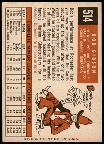 1959 Topps 514 בוב גיבסון סנט לואיס קרדינלס VG/Ex Cardinals