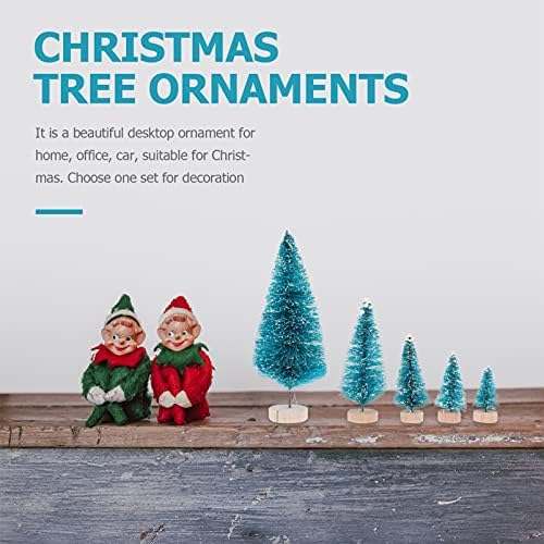 עץ חג המולד המיניאטורי של המוטון 60 יח 'עצי אורן עצי סיסל קישוטי כפור שלג עם בסיסי עץ לסצינות מיניאטוריות, יצירה ועיצוב חג המולד, גודל מעורב