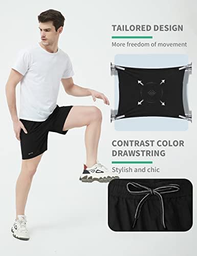 מכנסיים קצרים של אימון כושר יבש של BVVU לגברים עם כיסים 7 אינץ 'מכנסיים אתלטים קלים עבור מזדמנים חיצוניים