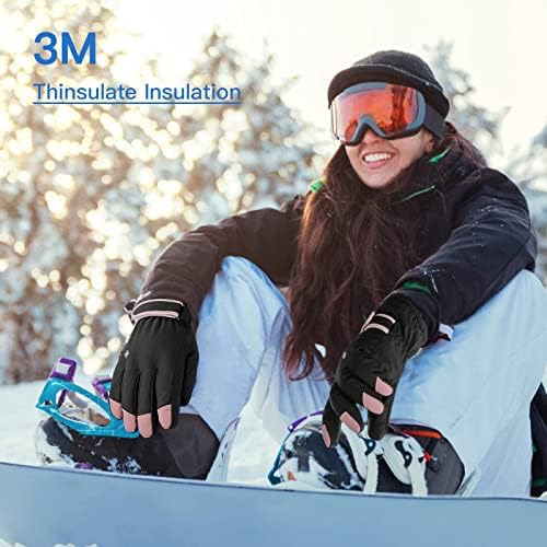 Kayzadd Huadi כפפות סקי חורפיות לנשים עם מסך נוגד ומגע אטום למים לסקי סנובורד פעילויות בחוץ כפפות מזג אוויר קר, בינוני-xx-large