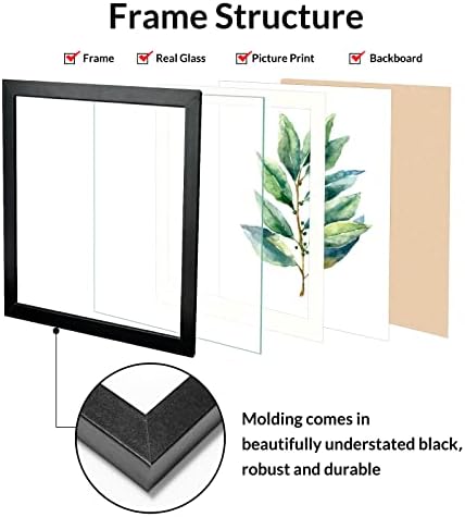 Lavie Home 4x6 מסגרות תמונה, 4 על 6 מסגרת תמונה עם הדפסי צמחים, מסגרת עץ מעוצבת פשוטה עם הגדרה גבוהה זכוכית אמיתית לתצוגה קיר ושולחן