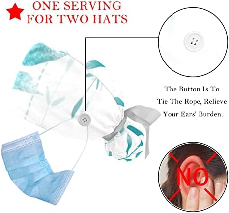 2 חבילות ניתוח כובע עם סרט זיעה, לנשימה נפוחה כובעי ארוך שיער, מתכוונן אחות לשפשף כובעי דובדבן וארנב