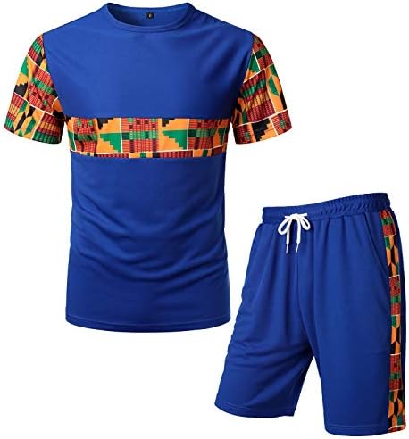 לוקמטון גברים של אפריקאי דפוס מודפס חולצה ומכנסיים קצרים סט ספורט רשת אימונית דאשיקי תלבושות