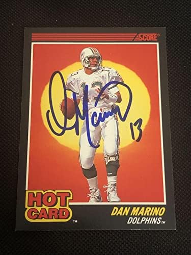 דן מרינו 1990 ציון קלף חם חתום על כרטיס חתימה מיאמי דולפינים - כרטיסי כדורגל עם חתימה של NFL