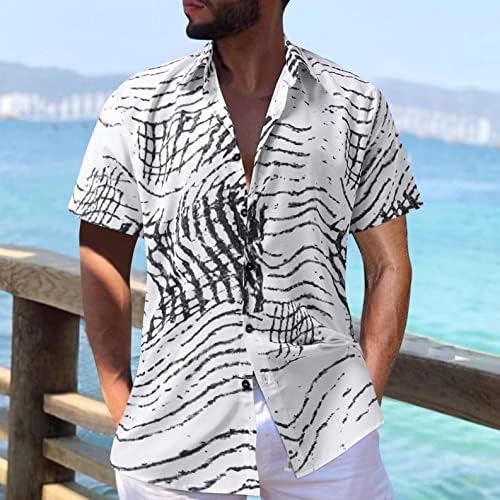 חולצת הוואי של XXBR Mens, כפתור שרוול קצר של קיץ קז'ן מטה חולצות אלוהה רגוע