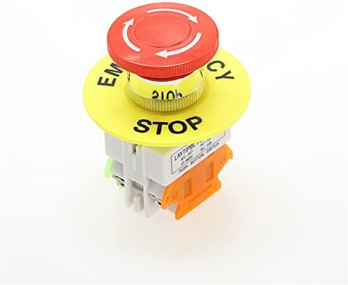 BRART 1 PCS מעטפת סמן אדום כפתור כפתור כפתור DPST פטריות חירום כפתור AC 660V 10A NO+NC LAY37-11ZS