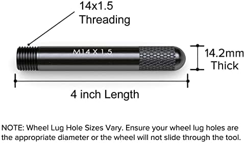 כלי גלגל פלדה שחור יישור סיכות סיכה כלים - חוטי מטרי 14x1.5 - כלי מכונאי רכב רכב גלגלים תואם לאאודי פולקסווגן מרצדס בנץ פורשה, M14x1.5 1 pc