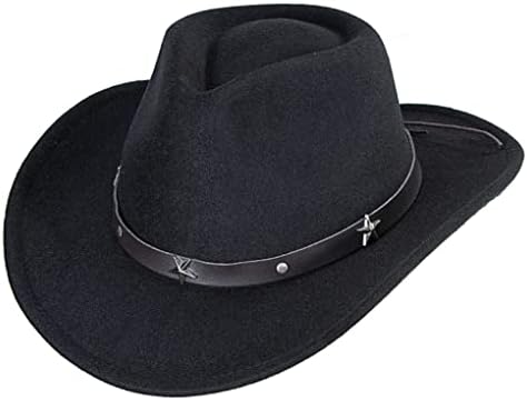 מערבי קאובוי כובע לגברים נשים קלאסי להפשיל פדורה כובע עם אבזם חגורה