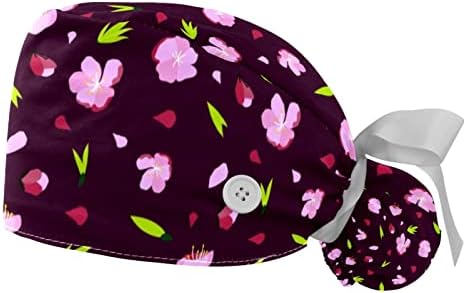 lixiaoyuzz 2 חבילה כובע עבודה עם כפתורים ועניבת סרט לנשים, כובע בופנט שיער ארוך