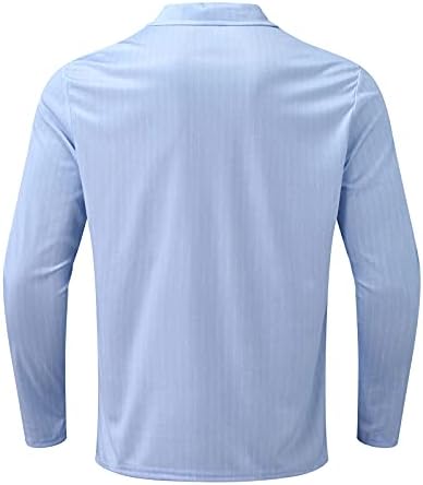 חולצות פולו רוכסן XZHDD לגברים, סתיו פסים דקיקים עם שרוול ארוך חולצת צוואר צוואר צוואר