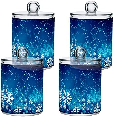 Alaza 2 Pack QTIP מחזיק מתקן חג המולד נצנצים כחולים נצנצים שלג מארגן אמבטיה מיכלים לכדורי כותנה/ספוגיות/רפידות/חוט דנט