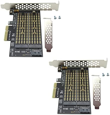 חָדָשׁ! 2 PCS כפול M.2 מתאם PCIE M.2 NVME & M.2 SATA SSD ל- PCI-E 3.0 x 4 תומך בכרטיס הרחבה 2280 2260 2242 2230 כונני מצב מוצק תואמים עבור Windows 7 8.1 10 ו- MacOS
