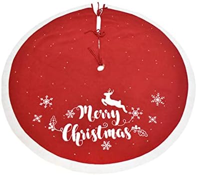 חצאית עץ חג המולד של Wdhomlt, 48 אינץ 'מחצלת עץ חג המולד צבי חג מולד שמח פתית שלג עץ חג המולד חצאית עץ חג המולד עץ עץ חצאית עץ לחג קישוטים