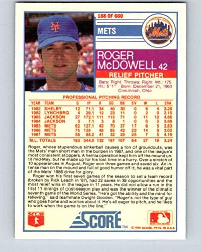 ציון 1988 188 רוג'ר מקדואל NM-MT Mets