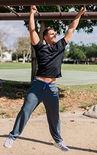 מכנסי טרנינג לגברים של לואל פרו עם כיסים מכנסי ספורט תחתונים פתוחים לריצה, אימון, חדר כושר, ריצה, אימון