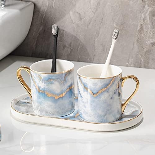 חובבי קרמיקה מצחצחים שיניים וכוס גרגר כוס שיניים כוס חליפה לחמש חלקים לחדר אמבטיה ביתיים