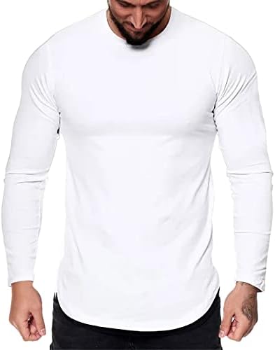 Xxzy 2022 חולצות טריקו חדשות לגברים מגברים אופנה ספורט מזדמן כושר חיצוני שולי מעוקל אפרסק מוצק חולצת שרוול ארוך