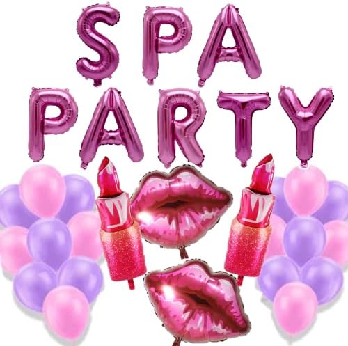 32 מחשב מפלגת ספא ​​בלונים פינק ספא נושא מסיבת יום הולדת אספקת שפתון שפתון קוסמטיקה קישוטי בלונים לקישוטים למסיבת איפור יום ספא של בנות