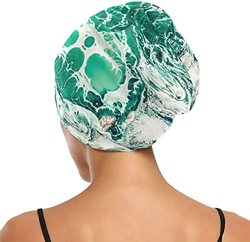כובע גולגולת כובע שינה כובע כובע מצנפת כפיות לנשים אוקיינוס ​​ים אוקיינוס ​​פסים מופשט ירוק וינטג