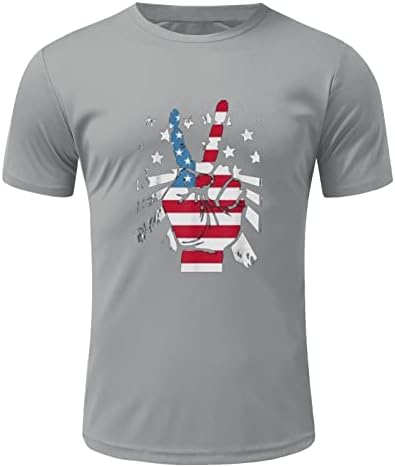 HDDK Mens Mens Patriotic Shore Shole חולצות טריקו של קיץ אמריקה דגל ניצחון הדפס צוואר צווארון מזדמן אופנה רופף טופ