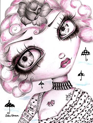 צועני רוז מאת דוטי גליסון קעקוע מטריית מטרייה קעקוע דפוס אמנות ממוסגר