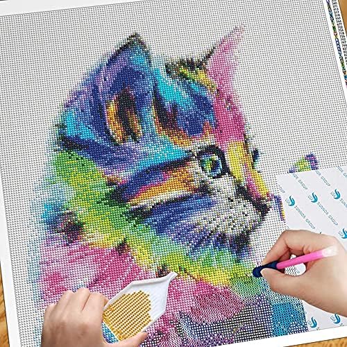 Ximulizi 5D DIY ציור יהלום ערכות מלאות פרפר חתול תפר צולב רקמה תמונת קיר לבית, ללא מסגרת, 3030 סמ