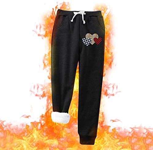 Dsodan נשים מכנסי טרנינג פליס שרפה מרופדת בחורף חורף מכנסי רץ אתלטי חמים