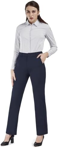 מכנסיים של BAMAN מכנסיים לנשים מכנסי שמלת יוגה ישר מכנסי עבודה עם כיסים