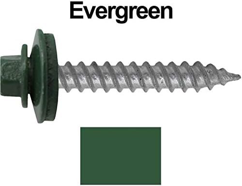 בורג קירוי מתכת: 12 x 1-1/2 ”אורגרין-ירוק-ריפינג רג'ריפ בורג גג מתכת. נקודה חדה מתכת לברגי ציפוי עץ ~ 9/16 מכונת כביסה EPDM.