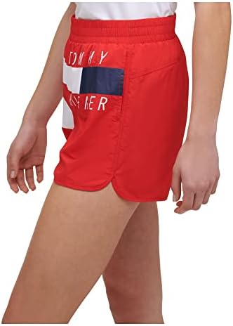 טומי הילפיגר ספורט נשים מפוסות מכנסיים קצרים מזדמנים אדומים