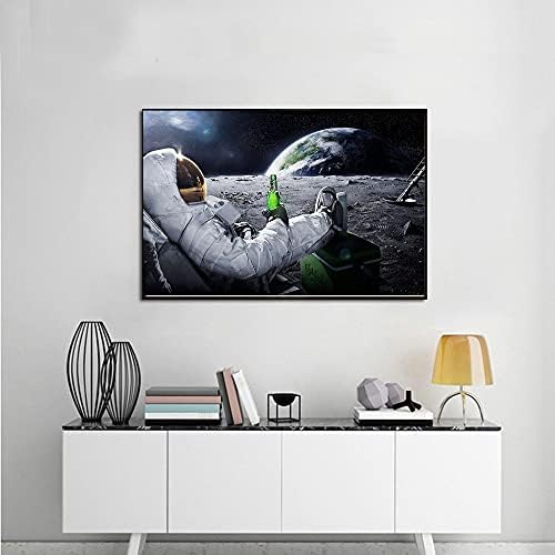 קיר אמנות מודפס בד ציור בירס חלל החיצון כדור הארץ אסטרונאוטים ירח קואדרוס פוסטר קיר תמונות לעיצוב בית מתקדם שמן ציור