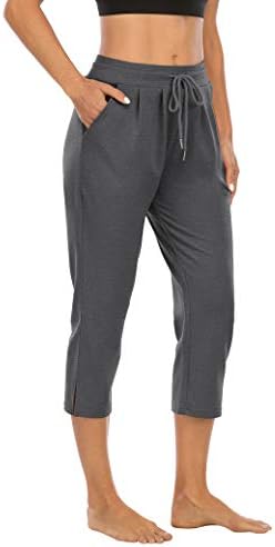 מכנסי יוגה של נשים קפרי רופפות פיג'מה פיג'מה אימון אתלטית קפריס ג'רזי מכנסיים עם כיסים