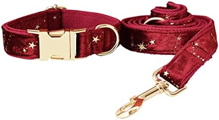 Fegoclt צווארון כלבים בהתאמה אישית חג המולד אדום קטיפה עניבת פרפר צווארון לחיות מחמד ורצועה עם כלב פסטיבל כוכבי הזהב
