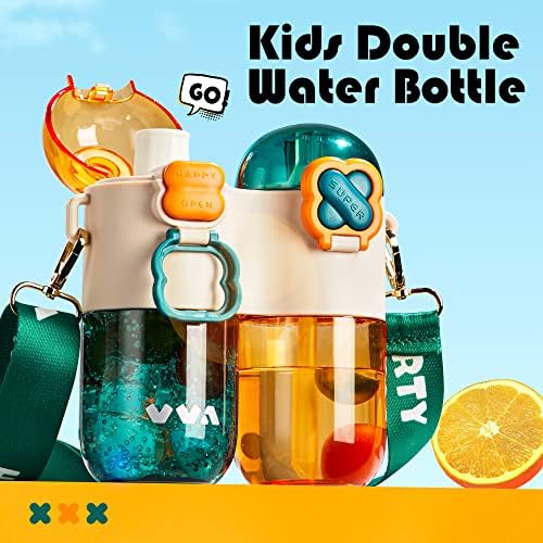 בקבוקי מים לילדים עם קש ורצועה לבית ספר 27oz 2 בקבוקים BPA בחינם טריטן דליפה הוכחת בקבוקי ילדים עם מכסה זרבוב