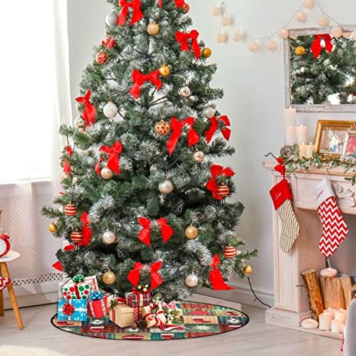 עץ חג המולד מעמד מחצלת אטום למים, עגול חג המולד מתחת לחג המולד מחצלת עץ לחג המולד למגן קישוטי חג המולד קישוטי קישודים למסיבת בית נופש