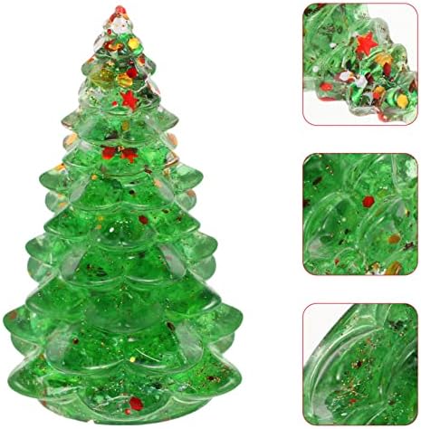 קישוטים לחג המולד של Beavorty שרף עץ חג המולד צלמית מיני וינטג 'עץ חג המולד דקורטיבי עץ חג המולד קטן עץ חג שולחן חופשות לחג המולד עיצוב שולחן ירוק תפאורה