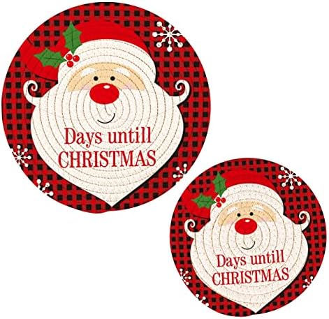 UMIRIKO חג המולד סנטה קלאוס מחזיקי סיר טריבטים סט 2 מחשבים, תמציות לעיצוב מטבח, טהור חוטי כותנה ארוג טריבטים למנות/סירים 20245220