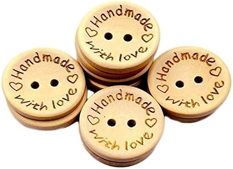 חבילת Numblartd של 100 יח '2 חורים כפתורי עץ עגולים - מלאכת תפאורה בעבודת יד לתפירה של אביזרי בגדי גרוטאות