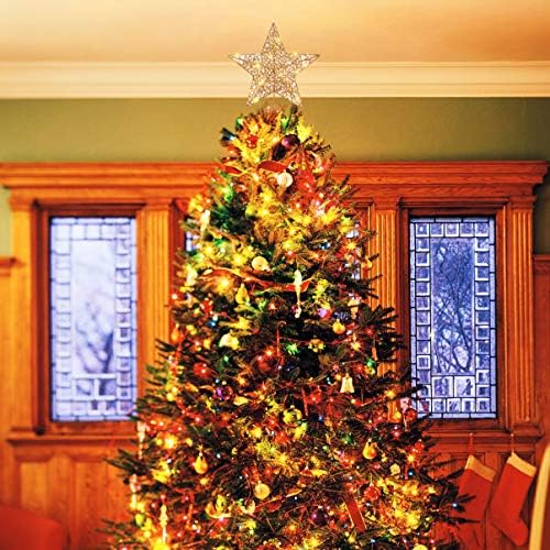 Kisangel Star Tree Topper 1PCS עץ חג המולד TOPPER כוכב אורות חמים מואר