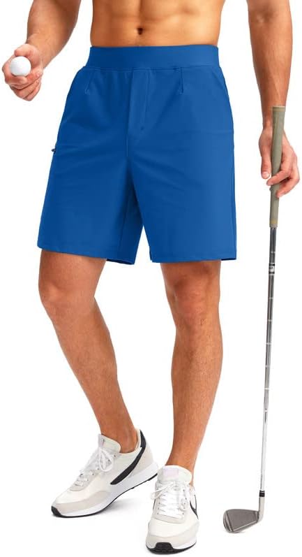 מכנסיים קצרים בגולף של Viodia גברים עם 5 כיסים מותניים אלסטיים יבש מכנסי מתיחה קצרים לגברים המטיילים באתלטיקה מזדמנת